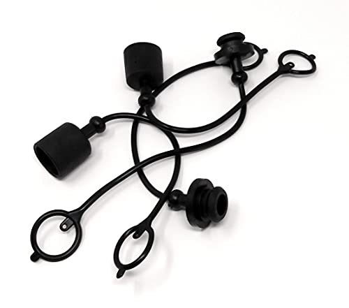Grunge Armor | 2 Dust Caps + 2 Plugs | Fits ISO B Male + Female Hydraulic Quick connectors, ISO 7241 B 1/2inch. Black Molded Cap with Tether fits Mobile Hydraulic Applications