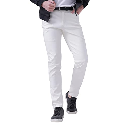 Pantalones de cuero estrechos de hombre estilo motocicleta leggings elásticos