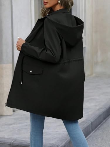 Chic Black Women's Fall Winter Hoodie Jacket - Perfectly Cozy & Stylish in X-Large - Image 2