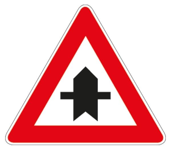 GLOBAL CARTELLO IN LAMIERA SCATOLATA TRIANGOLO lato 90cm - INTERSEZIONE CON DIRITTO DI PRECEDENZA - SEGNALE CATARIFRAGENTE CLASSE 1 O 2 (a nido d'ape) (Classe 2)