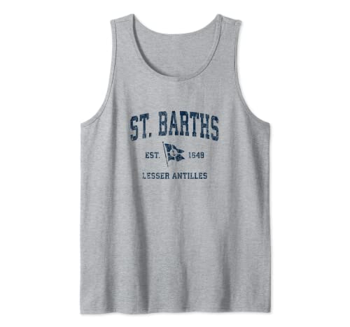 Bandera de ancla de barco de St. Barths Vintage Sports Navy Camiseta sin Mangas