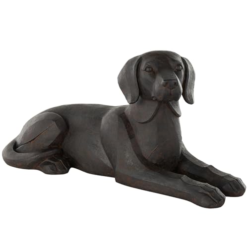 Estatua Decorativa de Perro de Resina Negra 31 x 14 x 14 pulgadas