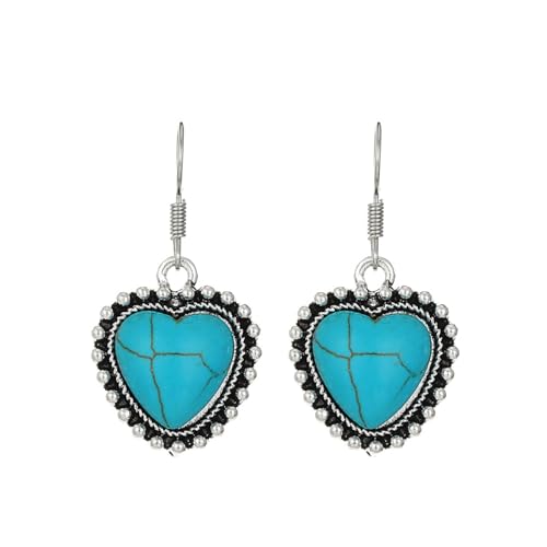 Turquoise Heart Earrings for Women Delicate Fashion Boho Heart Turquoise