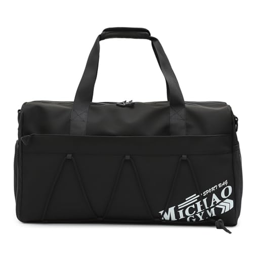 Gym Bag for Men Women, Waterproof Sports Duffle Bag with Shoe Compartment & Wet Pocket, Small Travel Duffel Bag Overnight Carry on Weekender bag for Workout, Fitness, Overnight, Yoga - Black