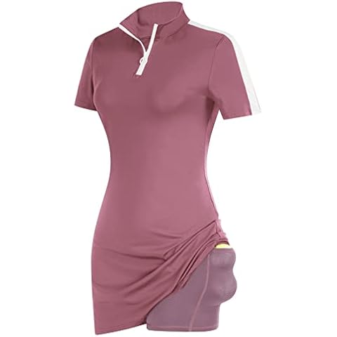 Jack Smith Tennis Dress with Shorts Pocket Quick Dry Collar Golf Dress Polo Short Sleeve Casual Activewear Dresses Red Purple L Cover
