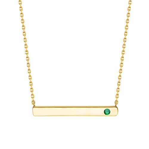 PAVOI 14K Gold Plated Swarovski Crystal Birthstone Bar Necklace | Dainty Necklace | Gold Necklaces for Women | May