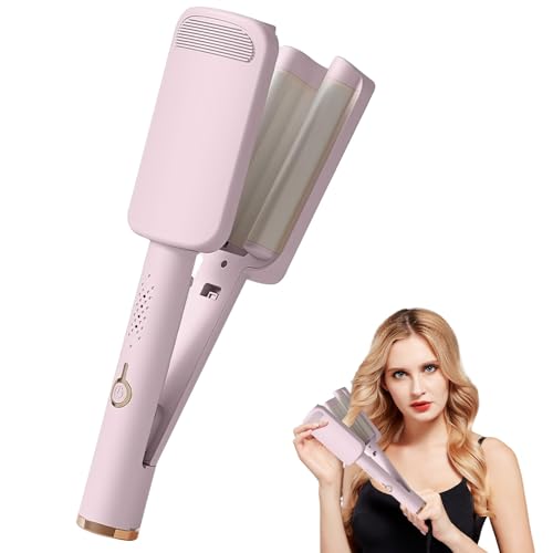 Rizador de pelo de cerámica, 32 mm, rizador de pelo, de cerámica, 4 temperaturas, plancha para ondular, calentamiento rápido, para cabello largo, corto (polvo)