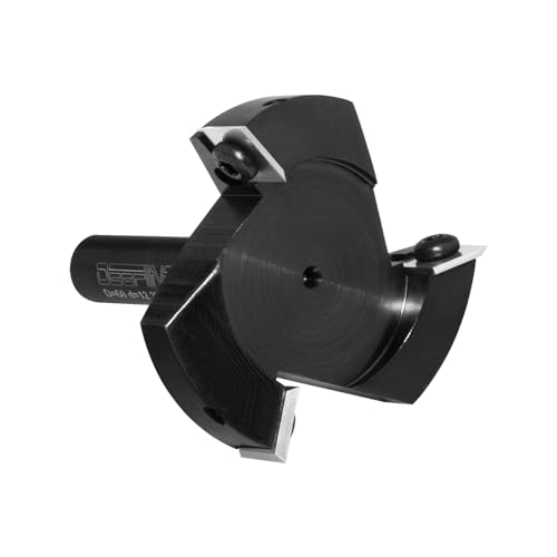 DEEFIINE Fresa planadora de 12 mm, vástago de 60,3 mm de diámetro, fresa para fresadora superior con plaquitas reversibles, spoilboard, 3 flautas, fresadora CNC para madera