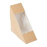 50 Stück Sandwich-Boxen mit Fenster, einfach Thepack 220 g/m2 + Opp 12,4 x 12,4 x 5,5 cm, natürliche Wellpappe Nano-Micro