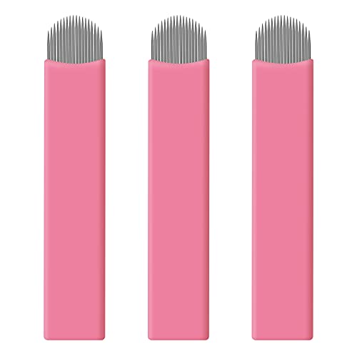 50pcs Pink Microblading Nano Needles 0.15mm Perfecto para líneas de cabello Cejas Agujas Pluma Microblading Desechable (18U)