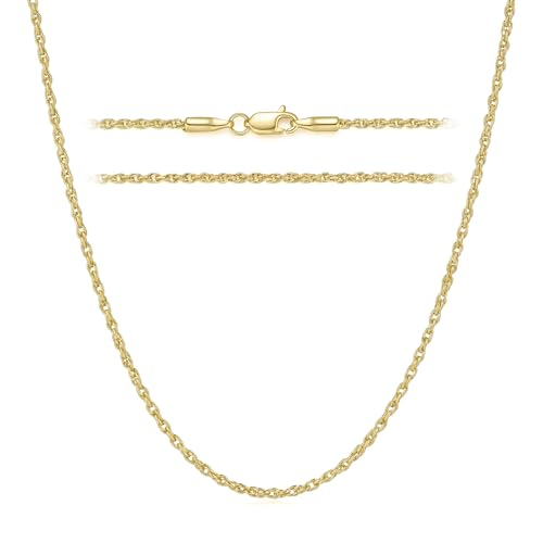 KROMPG Necklace 14k Gold Chain for Women 1.5mm mm Rope Gold Chain Necklace Womens Men Non-Tarnish & Dainty Necklaces for Women Men All Lengths 16-26 Inches (2.0mm, 20, Inches)