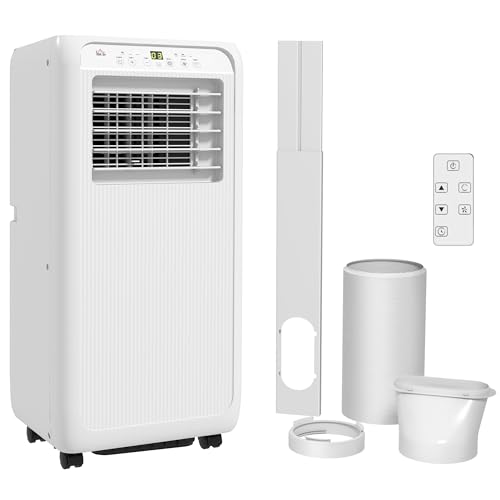 HOMCOM Portable Air Conditioner 7000 BTU, 3-in-1 Cooling, Fan & Dehumidifier Mode, Mobile Air Conditioning Unit with Digital Display, Remote Control, 24H Timer, Window Kit for Rooms up to 26㎡
