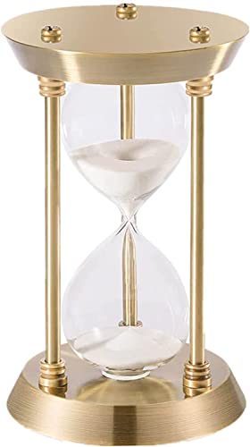 Sand Timer 5 Minute Hourglass,5.1 Inch Small Sand Clock, Antique Brass Sand Watch 5 Min, Vintage Reloj De Arena 5 Minuto,Metal Unique Decorative Hour Glass Sandglass for Kitchen Home Office Game Gifts