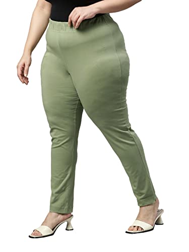 Image of GO COLORS Women Solid Dusty Green Mid Rise Regular Fit Cotton Kurti Pants