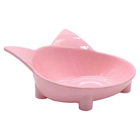 Mothcattl Cat Bowl,Cute Pet Kitten Cat Ears Food Water Bowl Non-Slip Storage Feeder Cute Pet Supplies Pink Cover
