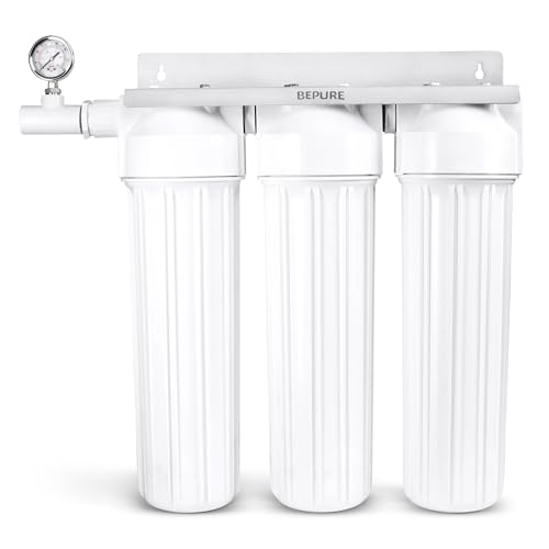 Image of Bepure MF3 Whole House Filtration System| 3 Stage Filtration with Sediment, Activated Carbon & Antiscalant Filters| Main Line Filter| Reduce Turbidity, Chlorine Mud, Smell, scales due to hardness