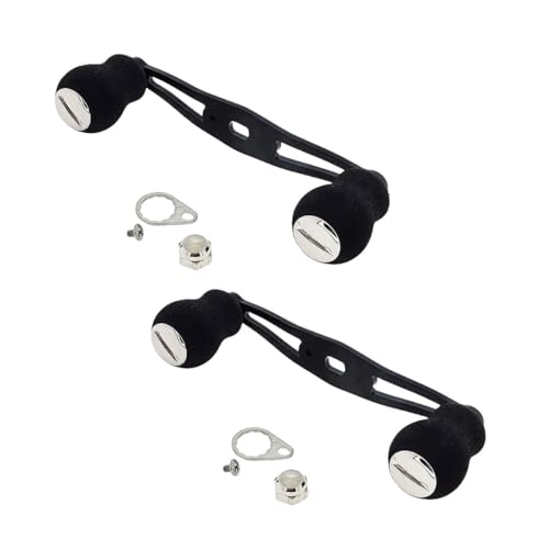 UCCKEYI 2PCS Fishing Reel Handle, Replacement Fishing Baitcast Reel Handle Rocker with EVA Handle Grip for Abu Garcia Daiwa Baitcasting Reel, Left or Right Side Installation, Black