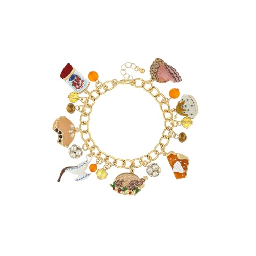 Madison Tyler Thanksgiving Bracelet for Women | Fun Turkey Pumpkin Pie Wine Sauce Ham Food Charm Bracelet | Holiday Festive Jewelry Party Gifts