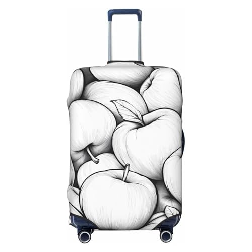 Black And White Apples Elastic Travel Luggage Cover, Washable Spandex Suitcase Protector, Anti-Scratch Fits 18-32 Inch