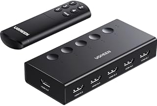UGREEN HDMI 2.0 Przełącznik 5 w 1 wyjście HDMI KVM Przełącznik Splitter 4K@60Hz HDMI KVM Przełącznik Obsługa 3D/CEC/HDR/HDCP 2.2, Kompatybilny z PS5/4/3, Xbox, Apple TV, Skybox, Blu-Ray, HDTV, Monitor itp.