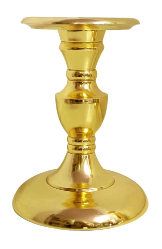 Image of Gold Plated Small Candle Stand | Candle Holder | Modern Design Candle Pillar Candle Holder for Home Decoration | Diwali | Festival | Christmas | (Small, 6 inches, Gold