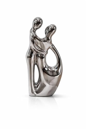 Image of Xtore Abstract Metallic Couple Ceramic Figurine for Modern Home Decor, Symbolic Love Sculpture