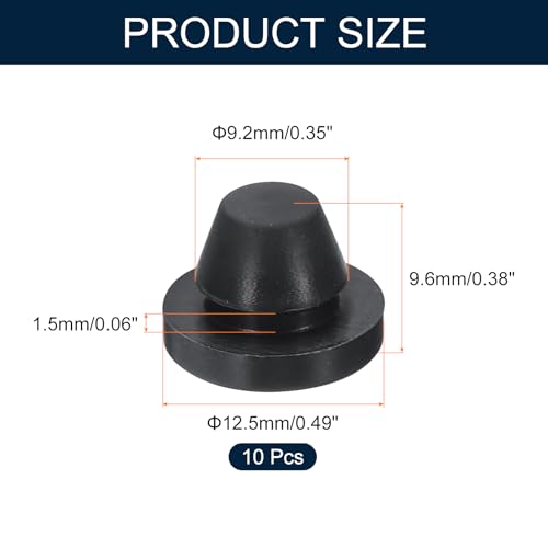 Image of uxcell 10pcs Hole Plug 3 /8 Inch (9.2mm) Button Plugs Fit for 8mm Hole, Snap in Locking Hole Tube Plug Silicone Tube Waterproof Plug Tube Plug, Black