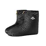 Naturehike グースダウン 足カバー白いガチョウ毛採用 防寒用具 保温 部屋履き ルームシューズ ショート 足のお布団靴下 アウトドアテントルームシューズ 秋冬 風防ぐ 保温 男女兼用 収納袋付き(深いブラック, M, グースダウン)