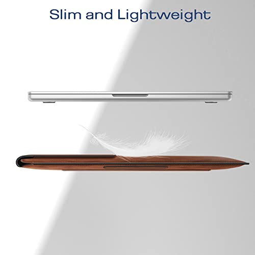 Fintie Sleeve Case for MacBook Air 13.6 A3240 A3113 A2681, Pro 14 A3434 A3401 A3185 A3112 A2992 A2918 A2779 A2442, MacBook Pro/Air 13 - PU Leather Slim Bag Cover with Stand Feature, Brown