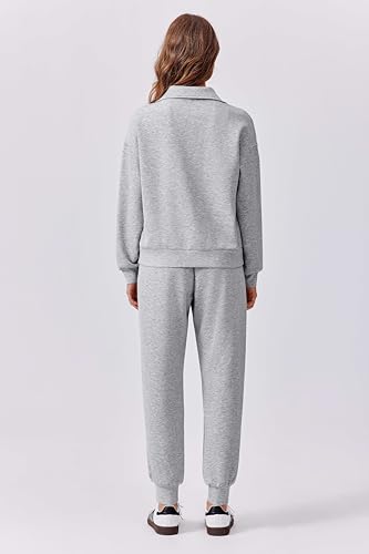 Image of PINSPARK 2 Piece Sets for Women Long Sleeve Half Zip Tracksuit Jogger Sets | 2026 Fall Travel Outfits Lounge Set, Lightweight Soft Air Layer Fabric, Kangaroo Pocket Sweatshirt, Drawstring Joggers Pants