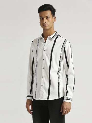 Image of Pepe Jeans Men's Casual Shirt | Striped Shirt for Men| Regular Fit | Vertical Stripes | Full Sleeve | Available in Plus Size
