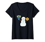 Photo Gallery donna felice chrismukkah hanukkah pupazzo di neve menorah david chanukah maglietta con collo a v Photo Gallery donna felice chrismukkah hanukkah pupazzo di neve menorah david chanukah maglietta con collo a v