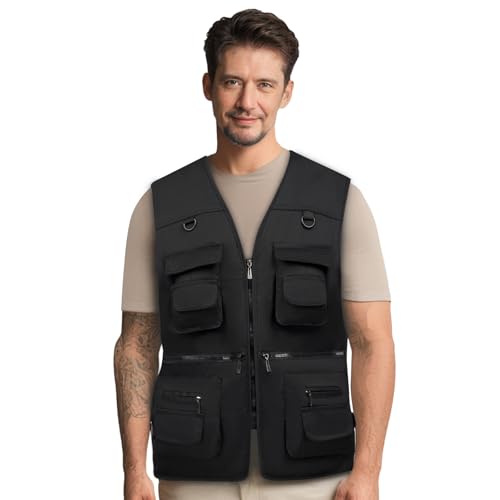 Image of AOTORR Men's Utility Fishing Vest Lightweight Outdoor Work Safari Travel Multi Pockets Waistcoat Jacket