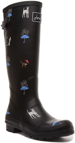 Tom Joule 209674 Damen Gummistiefel, Schwarze Katze Hund, 40 EU