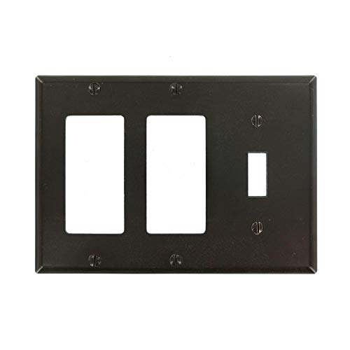 Image of Leviton 3-Gang 1-Toggle 2-Decora /GFCI Device Combination Wallplate, Standard Size, Thermoset, Device Mount, 80431, Brown