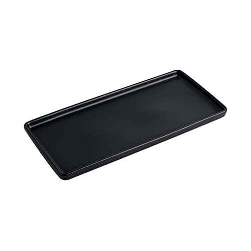 KITCHENLESTAR 10" Bathroom Tray for Counter, Ceramic Vanity Trays for Bathroom, Small Rectangle Ceramic Trays, Kitchen Soap Tray, Ceramic Tray for Kitchen Counter, (Black,10", Set/1)