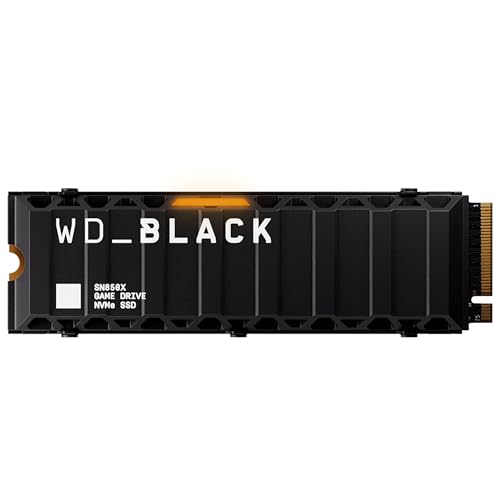 WD_BLACK SN850X NVMe SSD 8 TB M.2 2280 NVMe SSD con disipador de calor, Velocidades de lectura hasta 7200 MB/s, escritura 6600 MB/s, SSD para Juegos internos, PCIe Gen4, SSD de alto rendimento, Negro