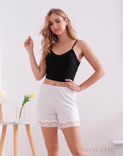 Image of MANCYFIT Pettipants for Women Half Slip Culotte Shorts Split Skirt Lace Snip 4 inch Inseam