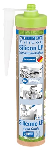 WEICON Green Tube Silicon LP - Cartucho de silicona para sellar y pegar, 280 ml, para baño y cocina, 100% reciclable, reutilizable, transparente
