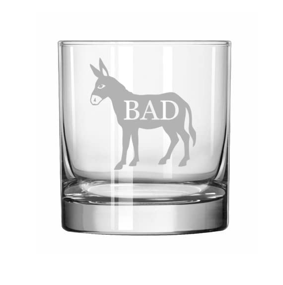 MIP Brand 11 oz Rocks Whiskey Highball Glass Bad Ass Donkey Funny