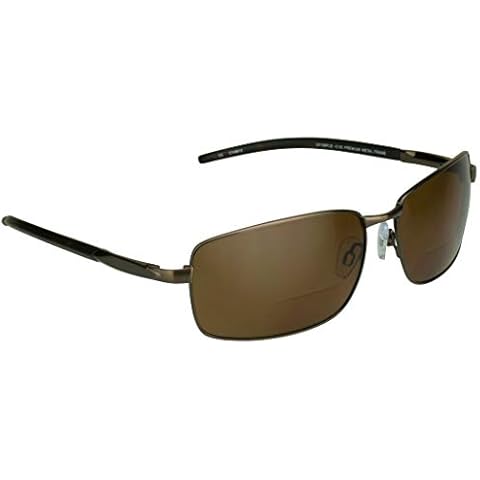 proSPORT Polarized Bifocal Reading Sunglass Reader Men +2.00 Amber Polycarbonate Polarised lens Durable High Nickel Metal Frame Cover