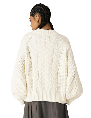 Aelfric Eden Chunky Cardigan Sweaters for Women Oversized Cable Knit Open Front Cardigans Long Sleeve Crewneck Trendy Outfits4