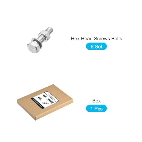 Image of METALLIXITY Hex Head Screws Bolts, Nuts, Flat & Lock Washers Kits (M10-1.5x45mm) 6 Set, Stainless Steel Fully Threaded Machine Screws Bolt Set - for Home Appliance Equipment