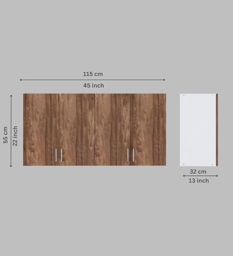 Image of Door Multipurpose Storage Cabinet & Adjustable Shelf | Space Organizer | Termites Resistance | Wall Mounted for Office, Kitchen Finish (Cochwood Brown & Highland Pine, Door 4)