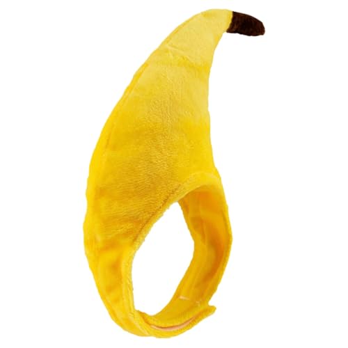 Hüte für Hunde – Bananenförmiger Katzenhut | lustiger, süßer, weicher Plüschhut mit verstellbarem Riemen | warme Haustierbekleidung und kaltes Wetter für kleine Welpen und Kätzchen | Foto-Requisiten