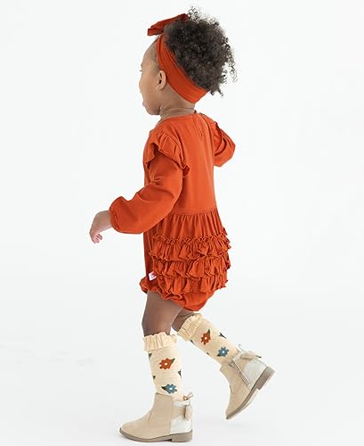 RuffleButts® Baby/Toddler Girls Long Sleeve Bubble Rompers4
