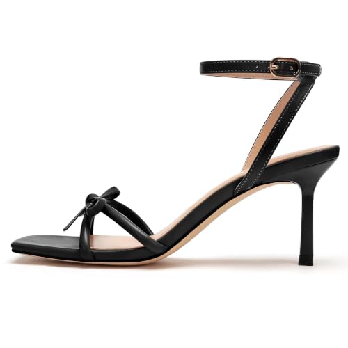 Image of Womens Sandals Strappy Kitten Heels for Women Square Open Toe Strappy Heels Comfortable Heels for Party, Wedding and Daily Wearing,