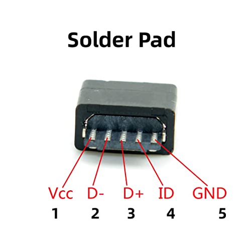 CY 50pcs Type B Micro USB Female 5 Pin Jack Port Socket Connector Solder Type Repair Parts by CHENYANG, Micro USB 50PCS - Image 3