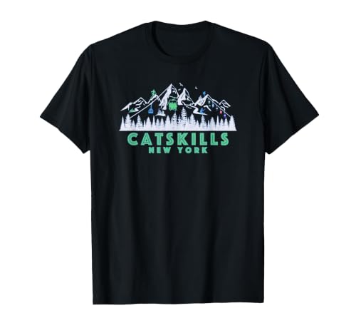 Catskills NY Vintage Ski T-Shirt Men Black Small