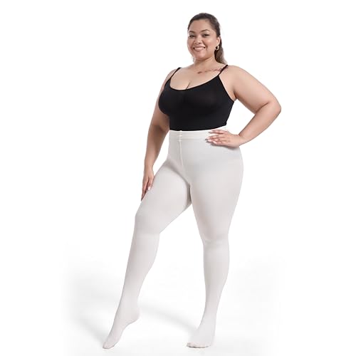 Image of Frola Plus Size Fleece Lined Tights Women Winter Warm Thermal Tights, 11+ Colors High Waisted Opaque Pantyhose